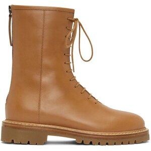 Legres Leather Combat Boots Size 37 US 7 Womens Tan Shearling Lined $790
